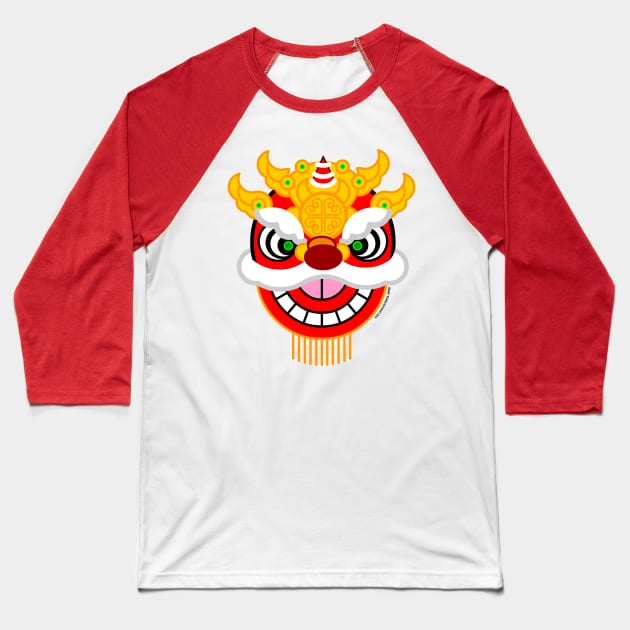 Happy Chinese New Year! The Lion Head Baseball T-Shirt by cholesterolmind